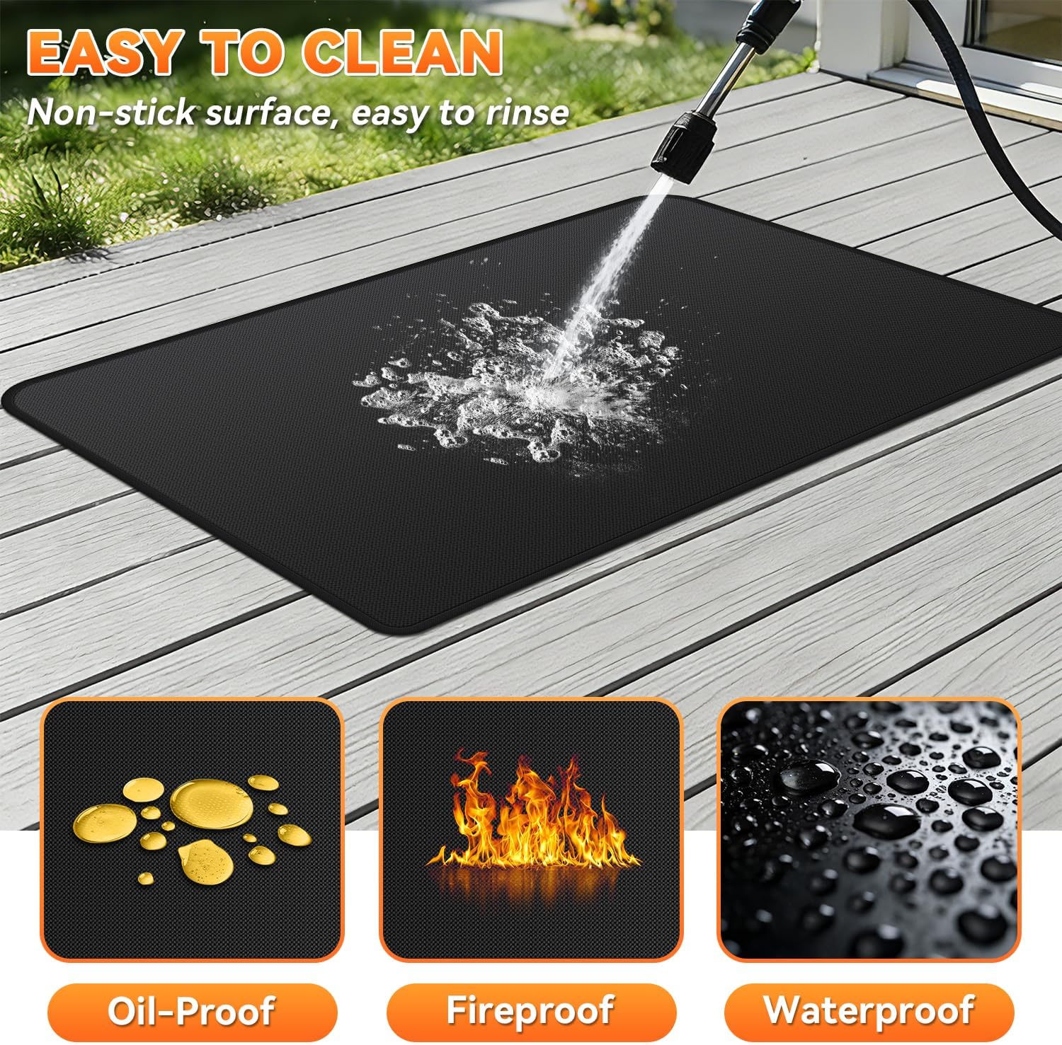 72x39in Double Sided Fireproof Under Grill Mat