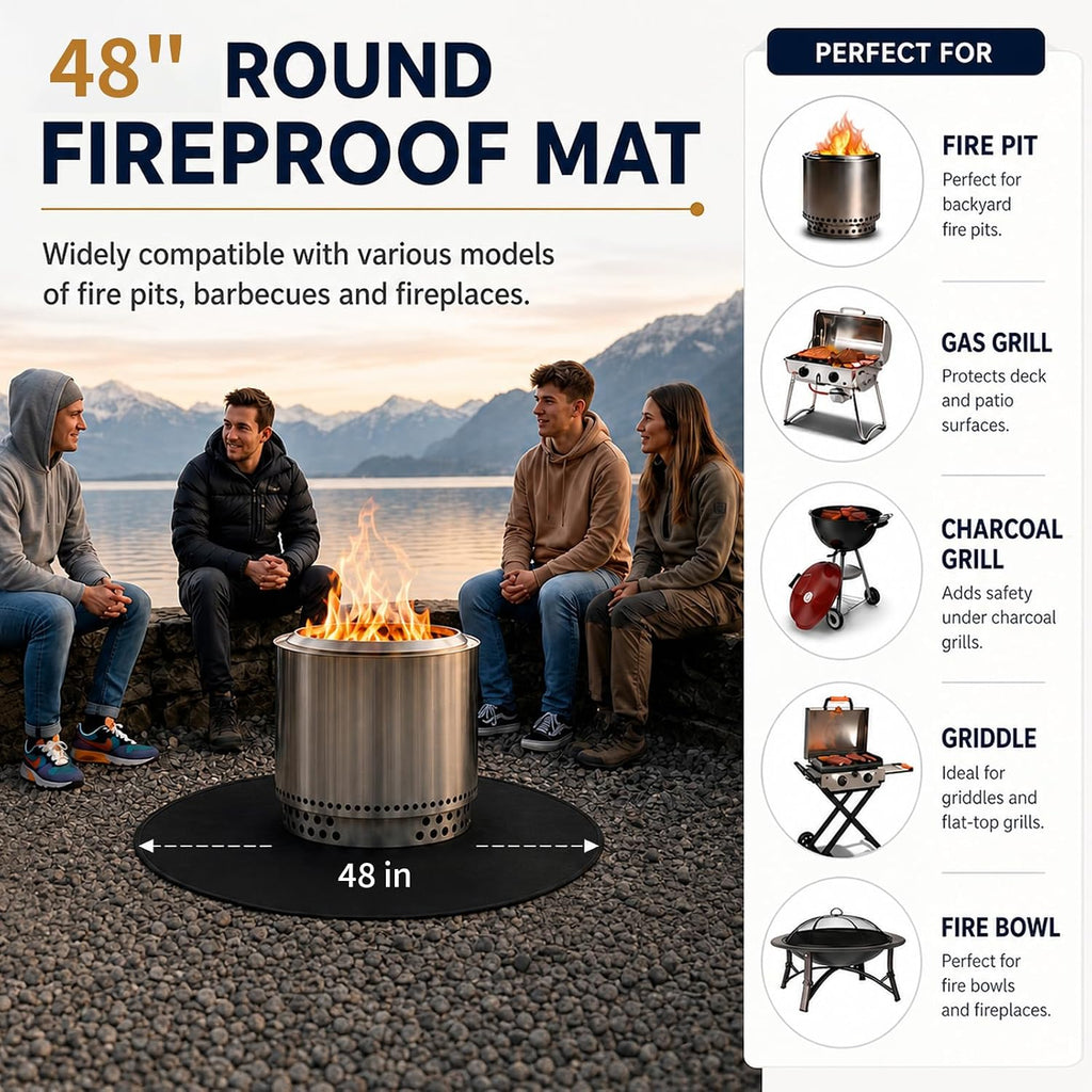 48in Round Double Sided Fire Pit Mat for Solo Stove