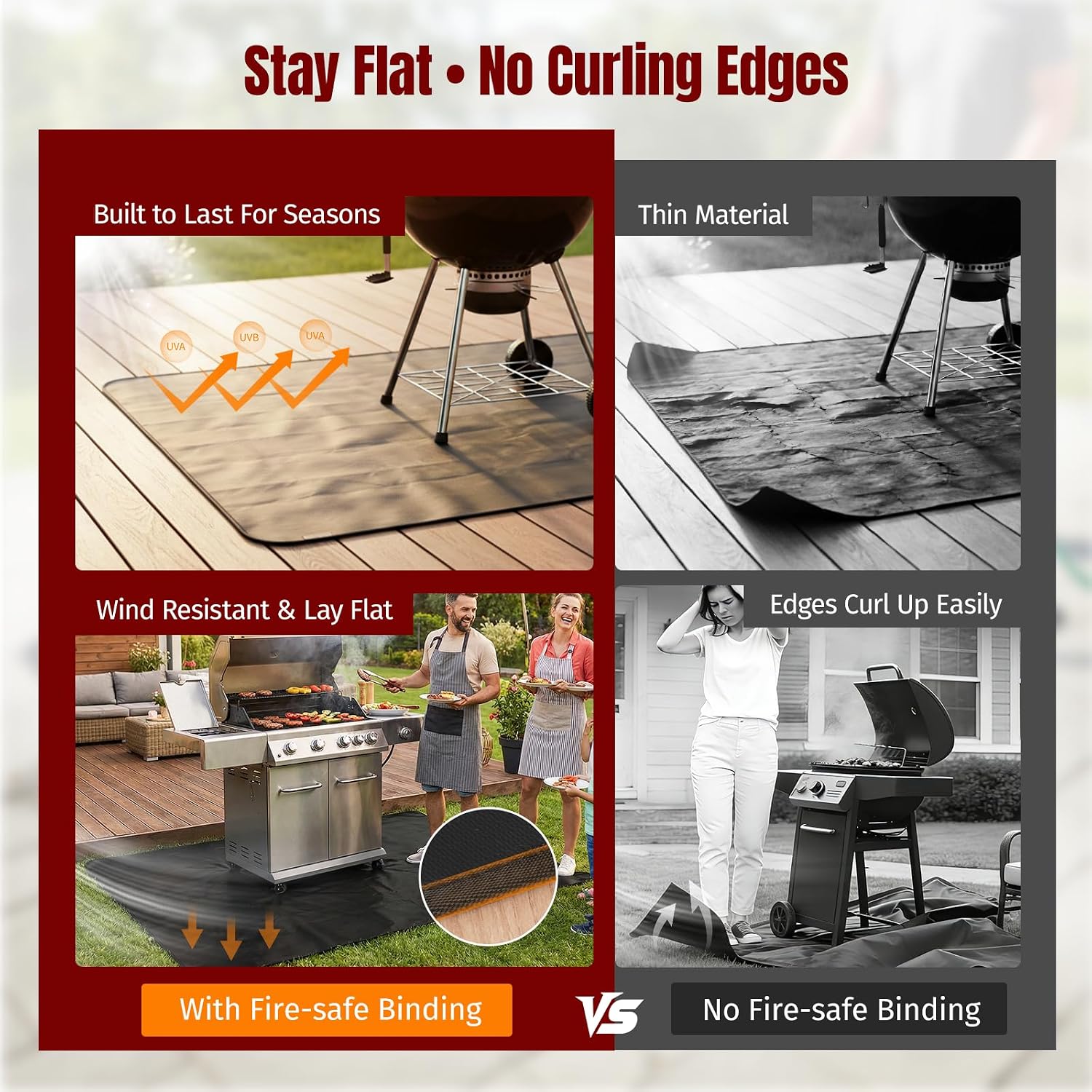 65x51in Fireproof Grill Deck Mat