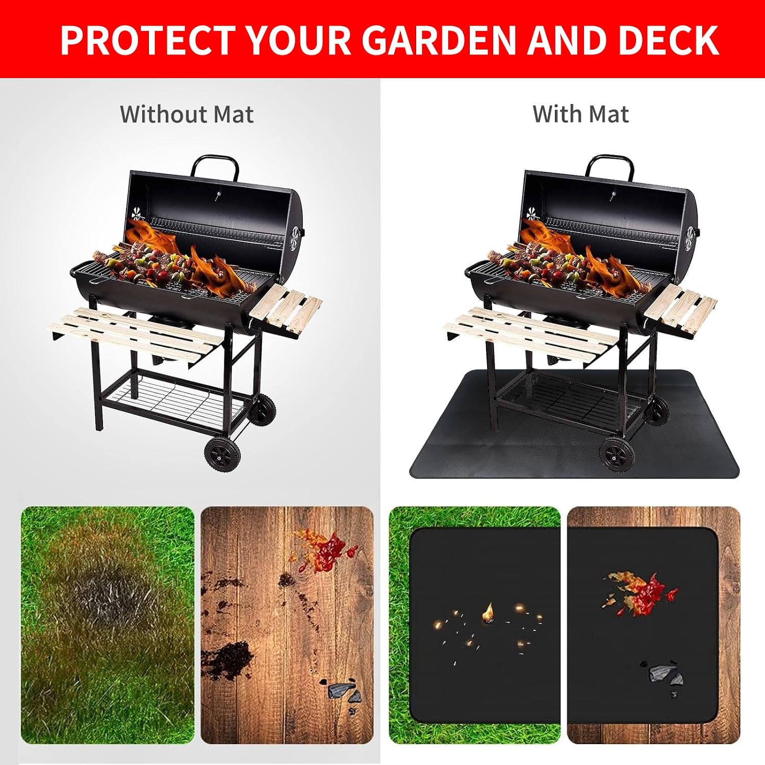 65x48in Reusable Fireproof BBQ Pad for Solo Stove