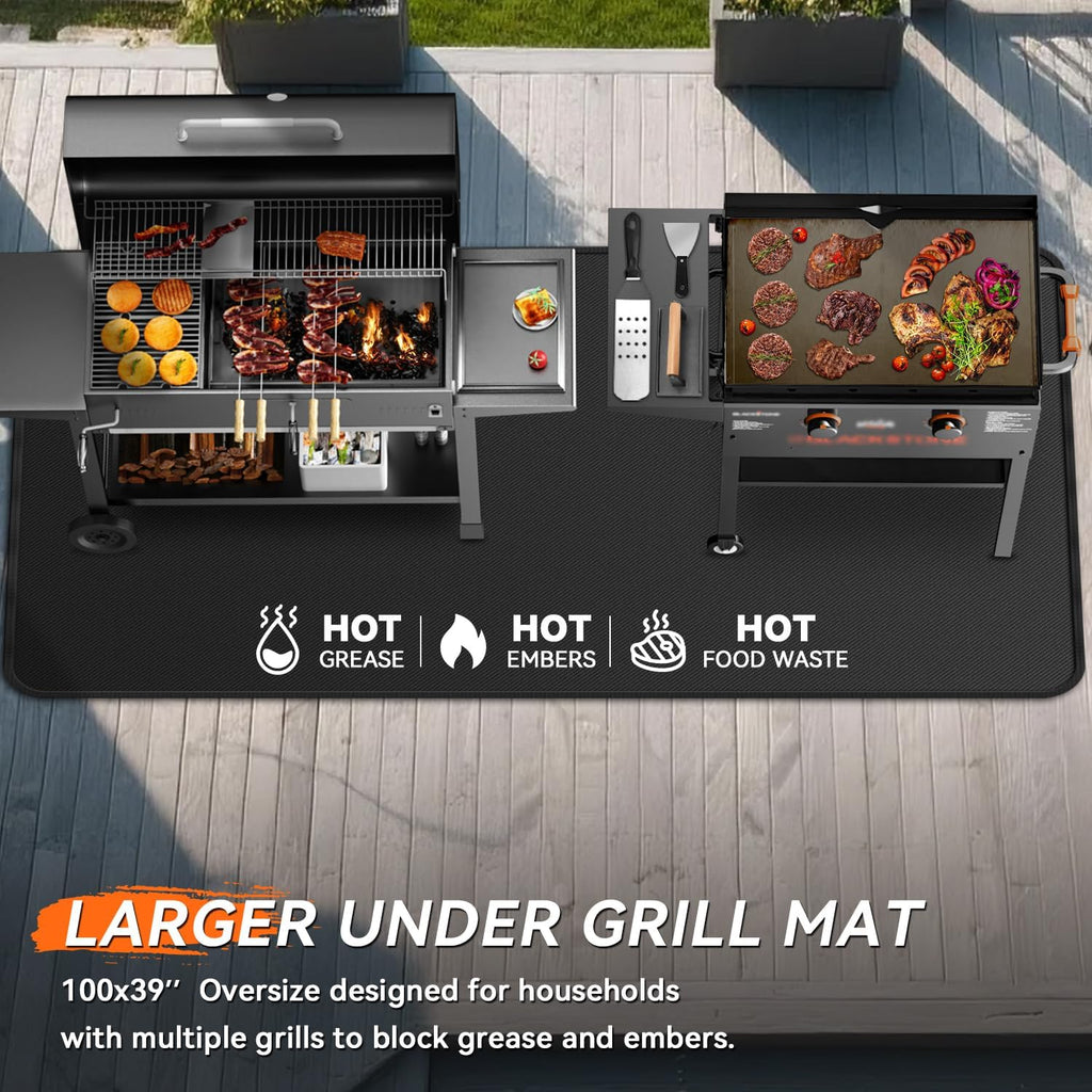 100x39in Extra Large Double Sided Fireproof Under Grill Mat