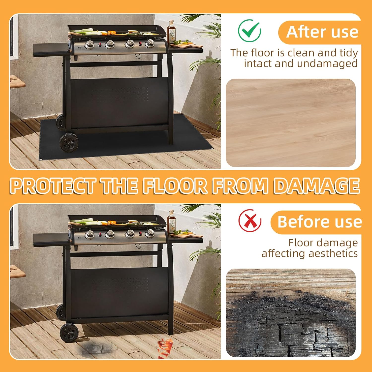 70x48in Double Sided BBQ Grill Mat