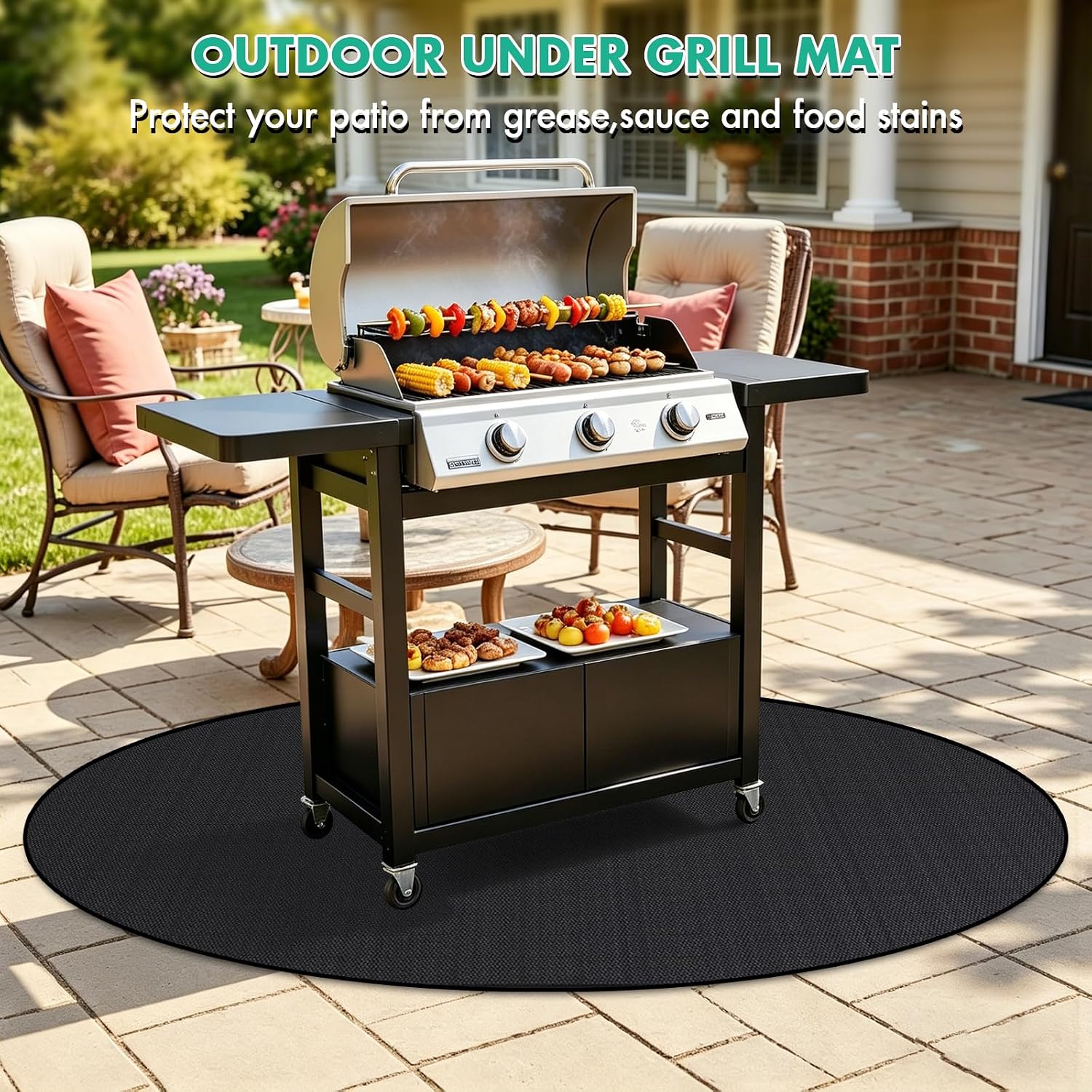 48in Round Heat Resistant Fireproof Deck Mat