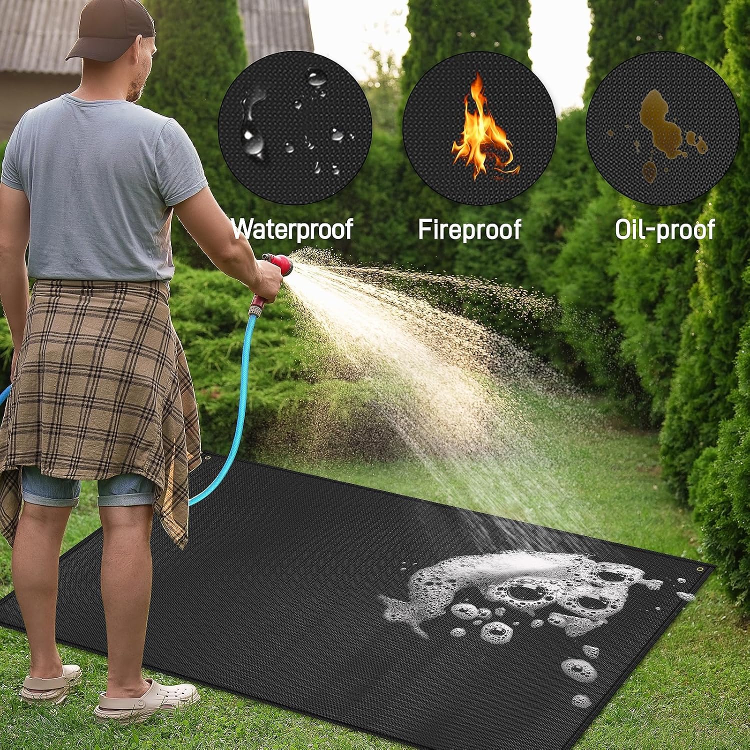70x48in 0.02in 2000℉ Fireproof Grill Mat for Blackstone Griddle