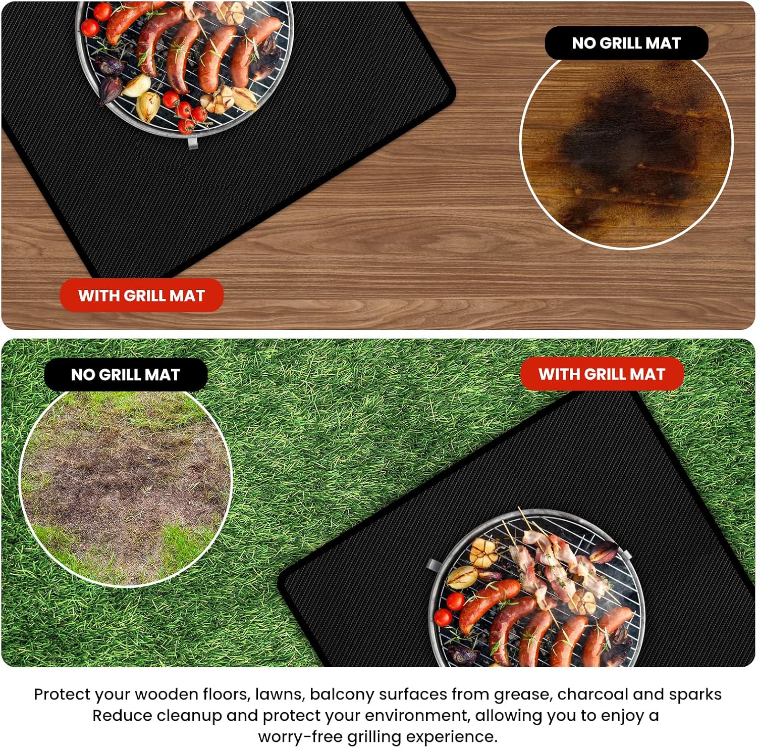 90x50in Double Sided Fireproof Grill Mat