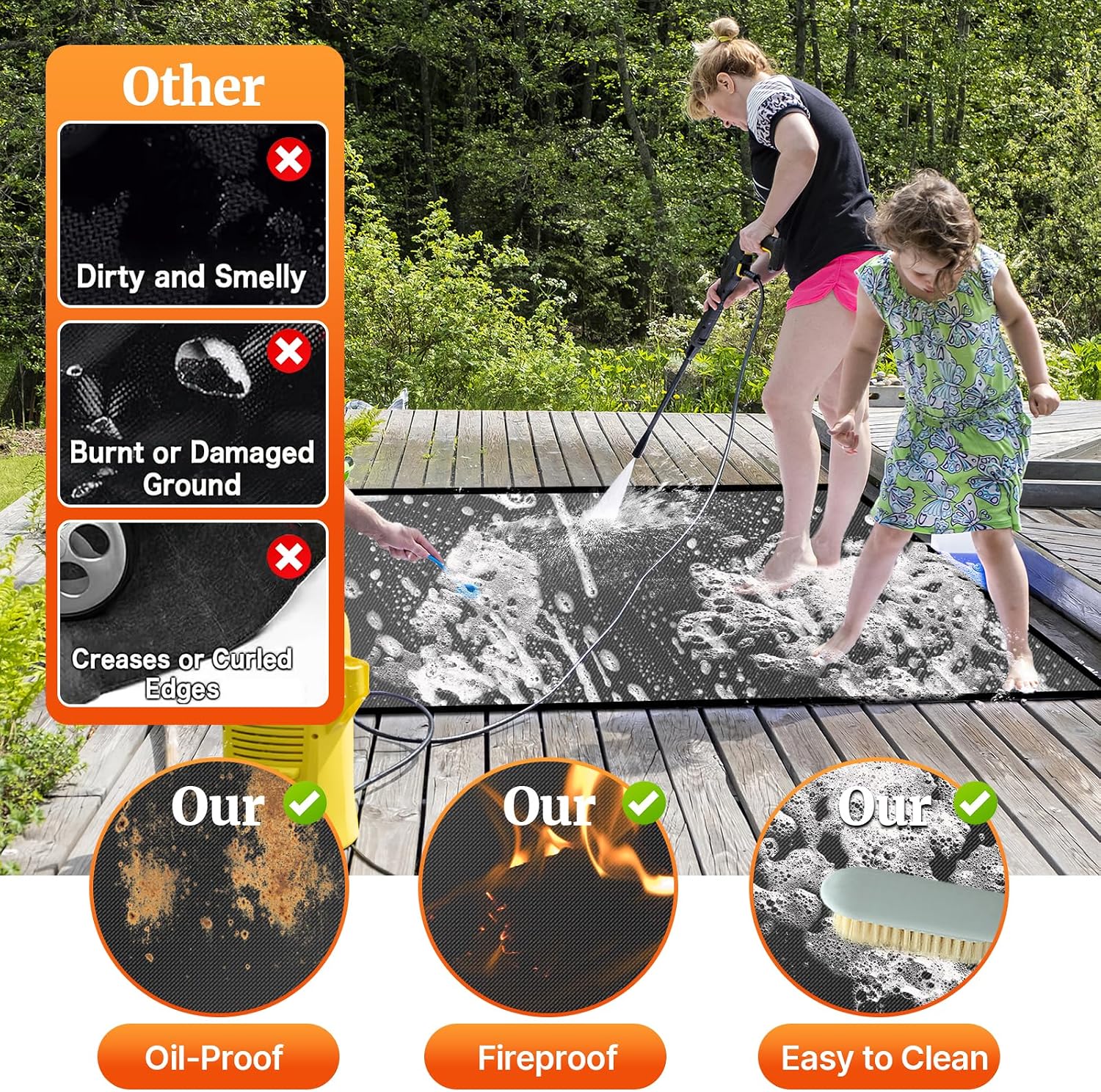 42x30in Fireproof Hearth Grill Mat